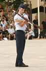 Airman 1st Class Kasch McInnis, 344th Training Squadron, demonstrates his rifle handling ability during the 37th Training Group drill team competition June 12. (U.S. Air Force photo/Robbin Cresswell)