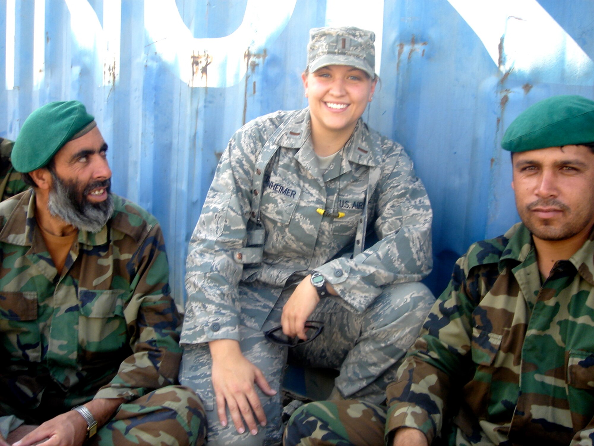 SOUTHWEST ASIA -- Second Lt. Sarah Bodenheimer, 375th Civil Engineer Squadron, poses for a picture while deployed to Afghanistan. (Courtesy photo)