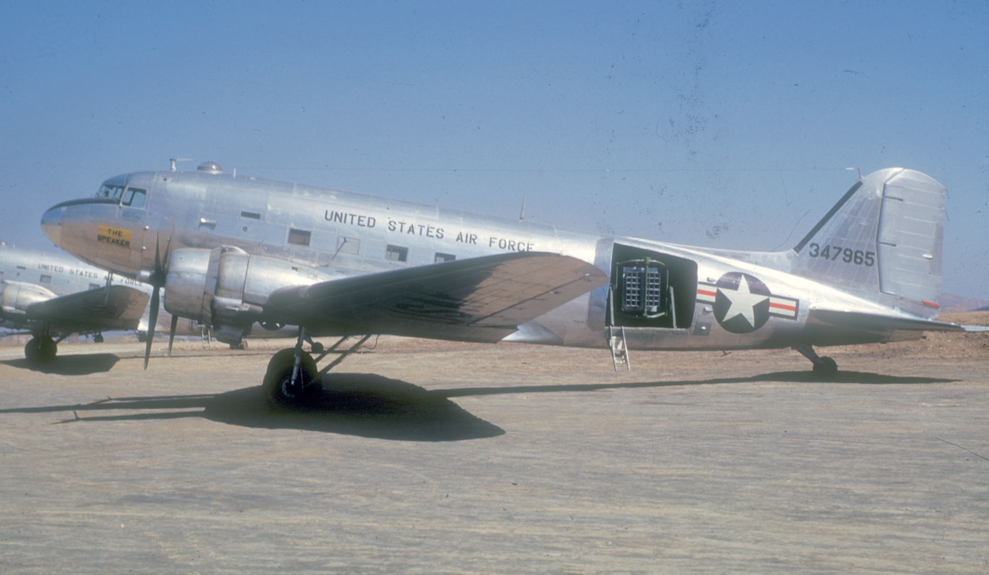 One of two loudspeaker-equipped C-47s. This one was named "The Speaker" and the other "The Voice." (U.S. Air Force photo)