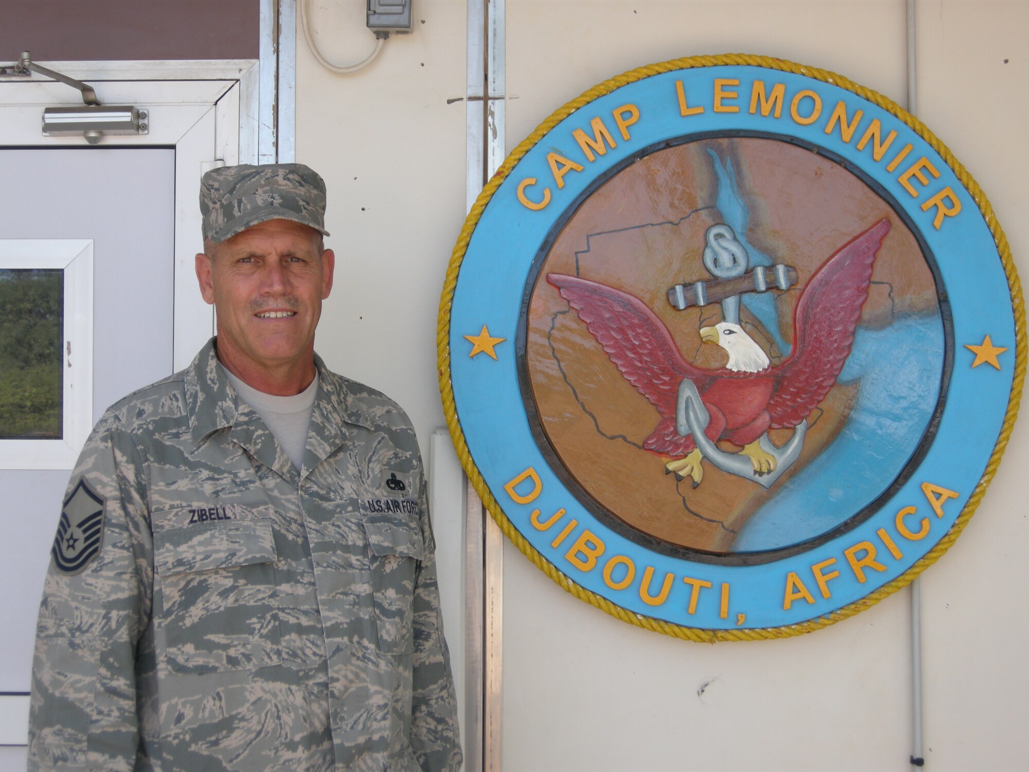 MSgt David Zibell at Camp Lemonnier, Djibouti, Africa where he received the Military Outstanding Volunteer Service Medal.
