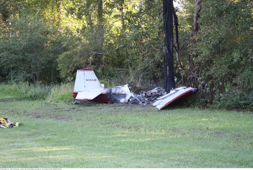 (2) When a Brown RV-6 light aircraft crashed on take-off, each wing struck a tree, rupturing the fuel tanks. The spilled fuel immediately caught fire, killing the two pilots who were trapped inside the canopy. (Photos courtesy of the National Transportation Safety Board)