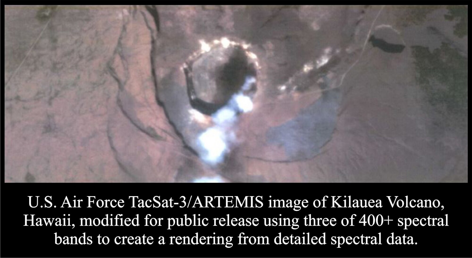 Image of the Kilauea Volcano, Hawaii, taken by the TacSat-3’s primary payload, the Advanced Responsive Tactically-Effective Military Imaging Spectrometer (U.S. Air Force image)
