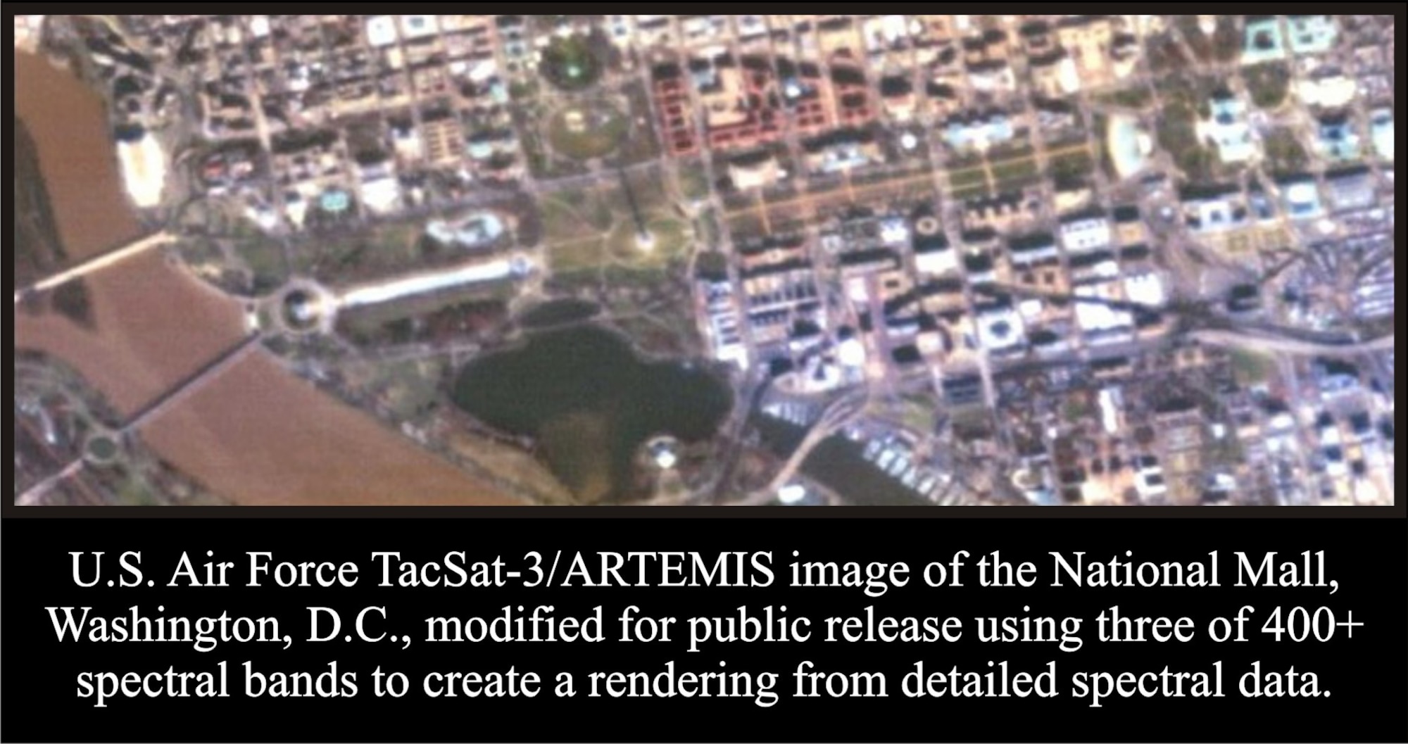 The National Mall, Washington, D.C., is featured in this image collect obtained by the TacSat-3 experimental demonstration during its 13-month mission. (U.S. Air Force image)	