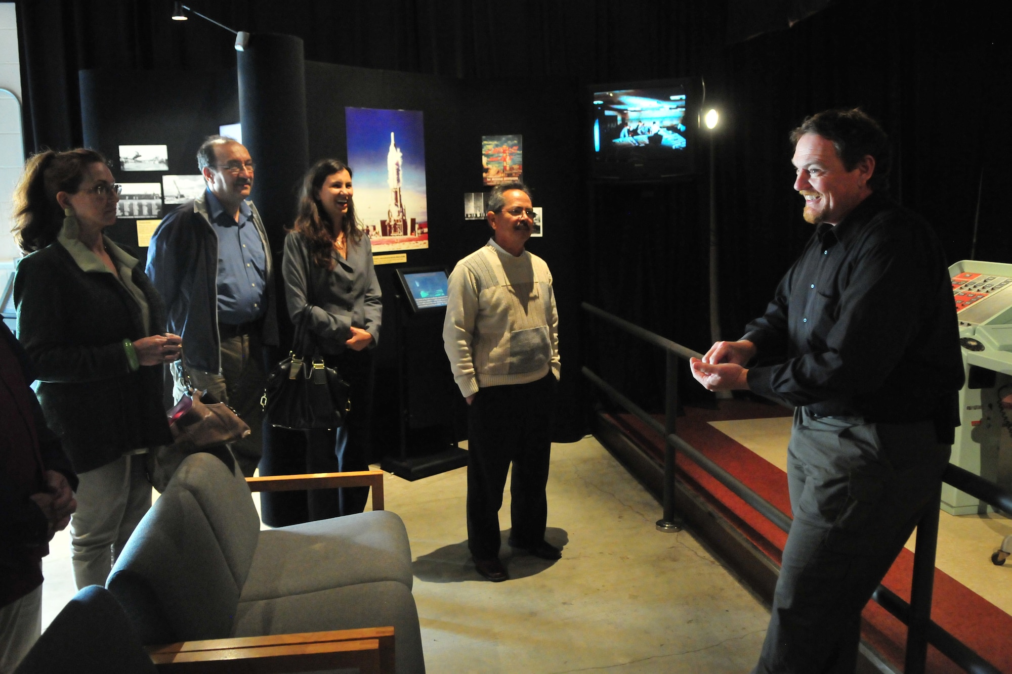 Jay Prichard, Curator, Space and Missile Heritage Center, Vandenberg AFB, speaks about the technology and programs used to launch space vehicles over the years. Civic leaders from the Los Angeles, CA area toured the Heritage Center June 16, 2010, during a Space Based Space Surveillance orientation at Vandenberg to gain a better understanding of how programs developed at the Space and Missile Systems Center contribute to the United States space program. (Photo by Atiba Copeland)