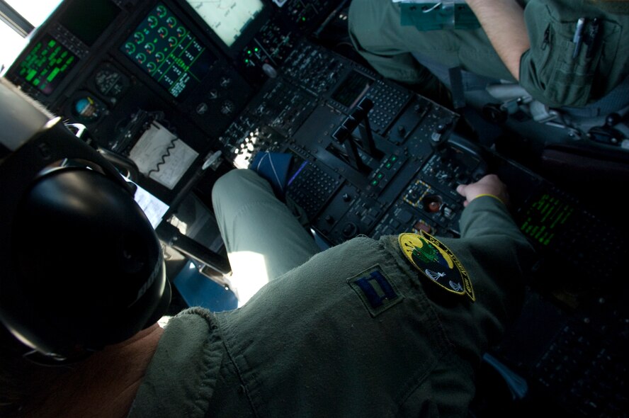 When the C-130J pilots saw "RIGHT GEAR NOT DOWN" on their flight management system displays, they knew a routine, smooth flight was about to get a lot rougher. (photo by Tech. Sgt. Matthew Hannen)
