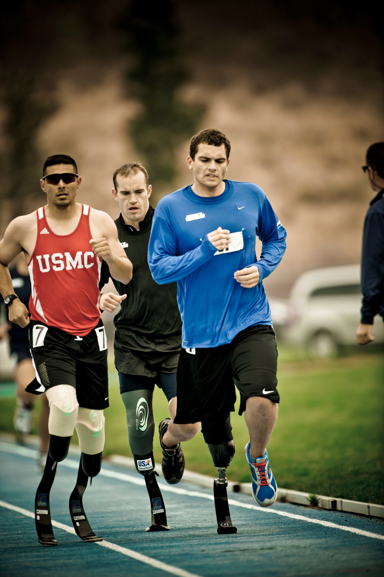 Held at the Olympic Training Center  and the Air Force Academy in Colorado Springs, Colo., the Warrior Games proved to be a great tonic for McGuire. Not only did he fare well in the competitions, but the games helped his rehabilitation process as well. McGuire runs the 1,500 meter. 
(TSgt Samuel Bendet)