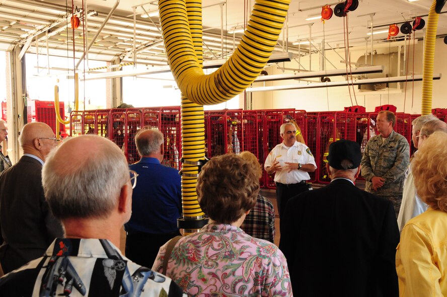 Niagara Falls Air Reserve Station Fire Chief Ed McDonald gives a tour of the new base fire department to members of the Air Force Association and the Navy League June 18. The 914th Airlift Wing hosted the AFA and Navy League for a luncheon and a brief tour of the base facilities.