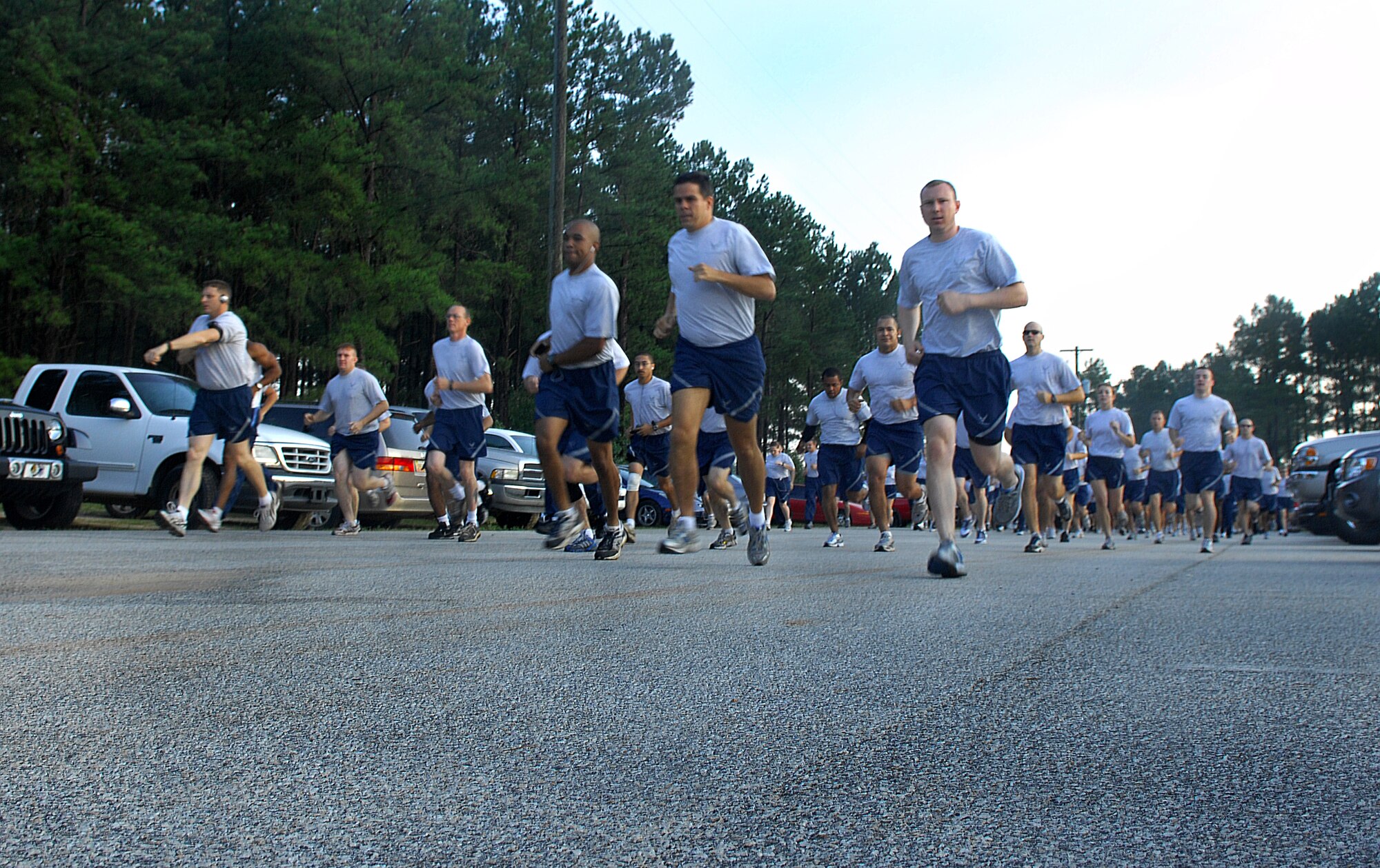 SHAW AIR FORCE BASE, S.C. -- Members Team Shaw run in the monthly warrior run at the sports complex here June 18. The warrior run promotes physical fitness for Airmen and the opportunity to participate in espirit de corps activities with fellow service members.