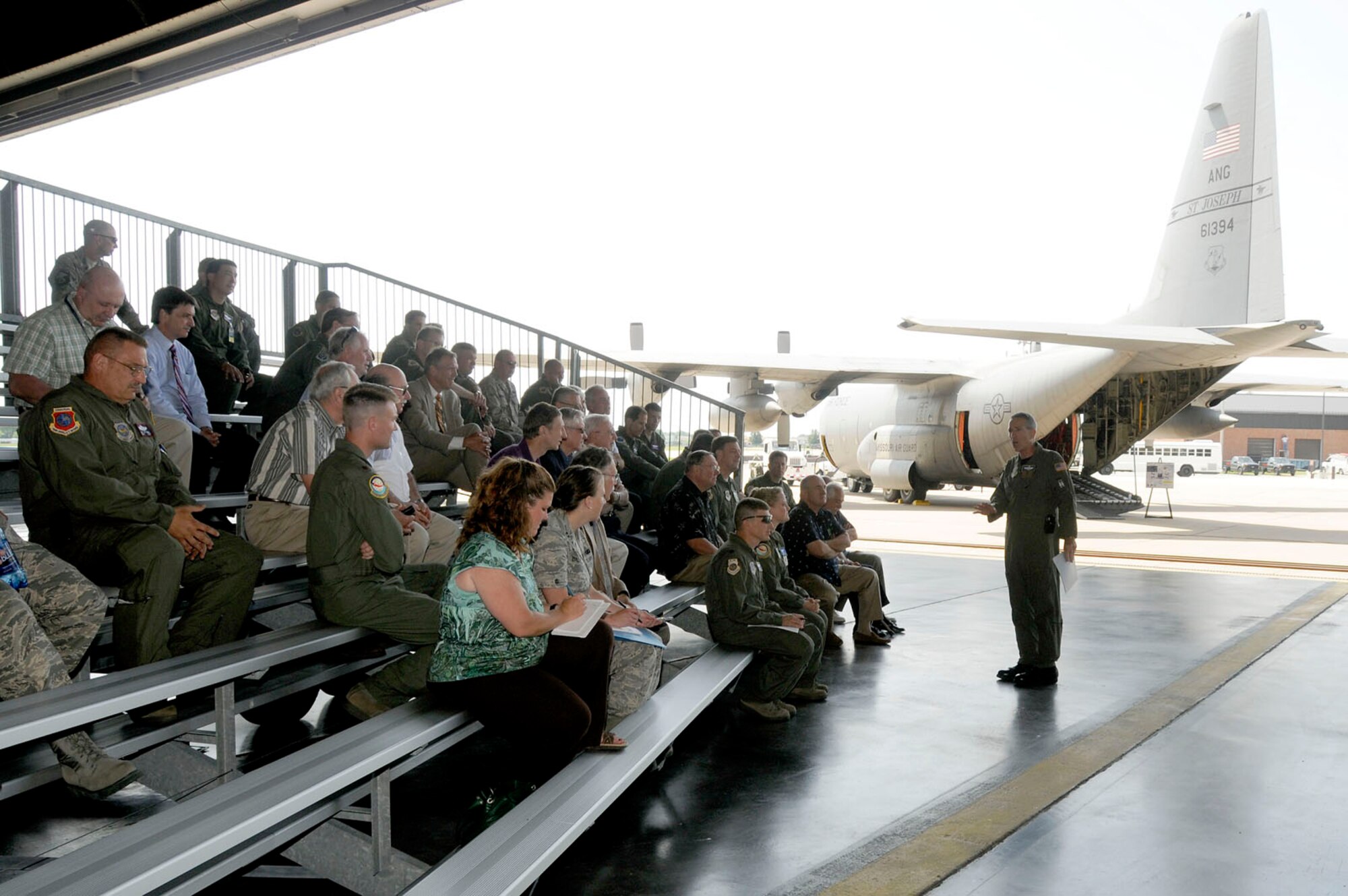 Maj. Gen. Brooks Bash, Air Mobility Command director of operations, addresses the importance and significance of airdrop. In 2009, AMC airdropped 650 bundles (30 million pounds) of supplies to ground forces. In 2010, AMC is on track to drop 1,300 bundles, doubling that of 2009.  (U.S. Air Force photo/Staff Sgt. Brian Ellis)