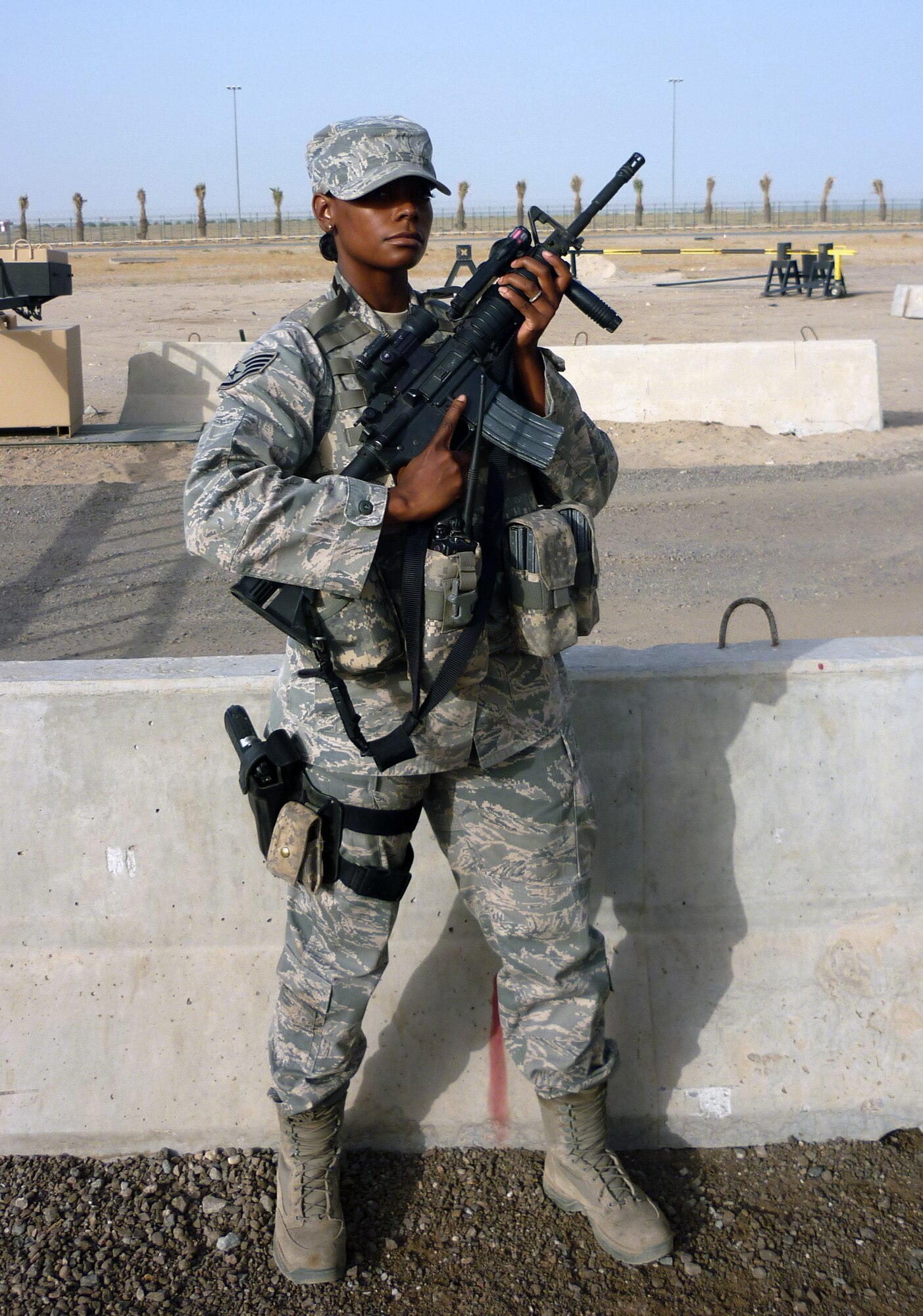 U.S. Air Force Staff Sgt. Mika Byrd, 387th Expeditionary Security Forces Squadron Base Defense Operations Center controller, is deployed from the 100th Security Forces Squadron at Royal Air Force Mildenhall, England. (U.S. Air Force photo/Released)