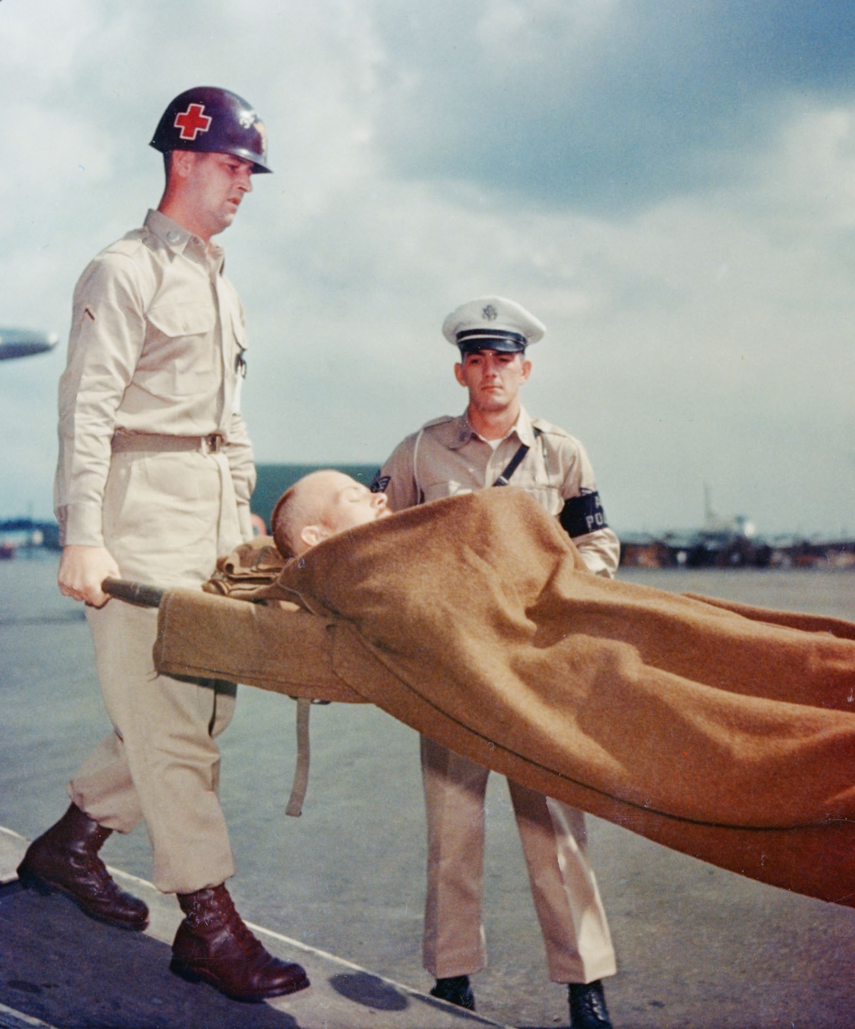 An American POW is repatriated at Tachikawa Air Base, Japan, Sept. 10, 1953. (U.S. Air Force photo)