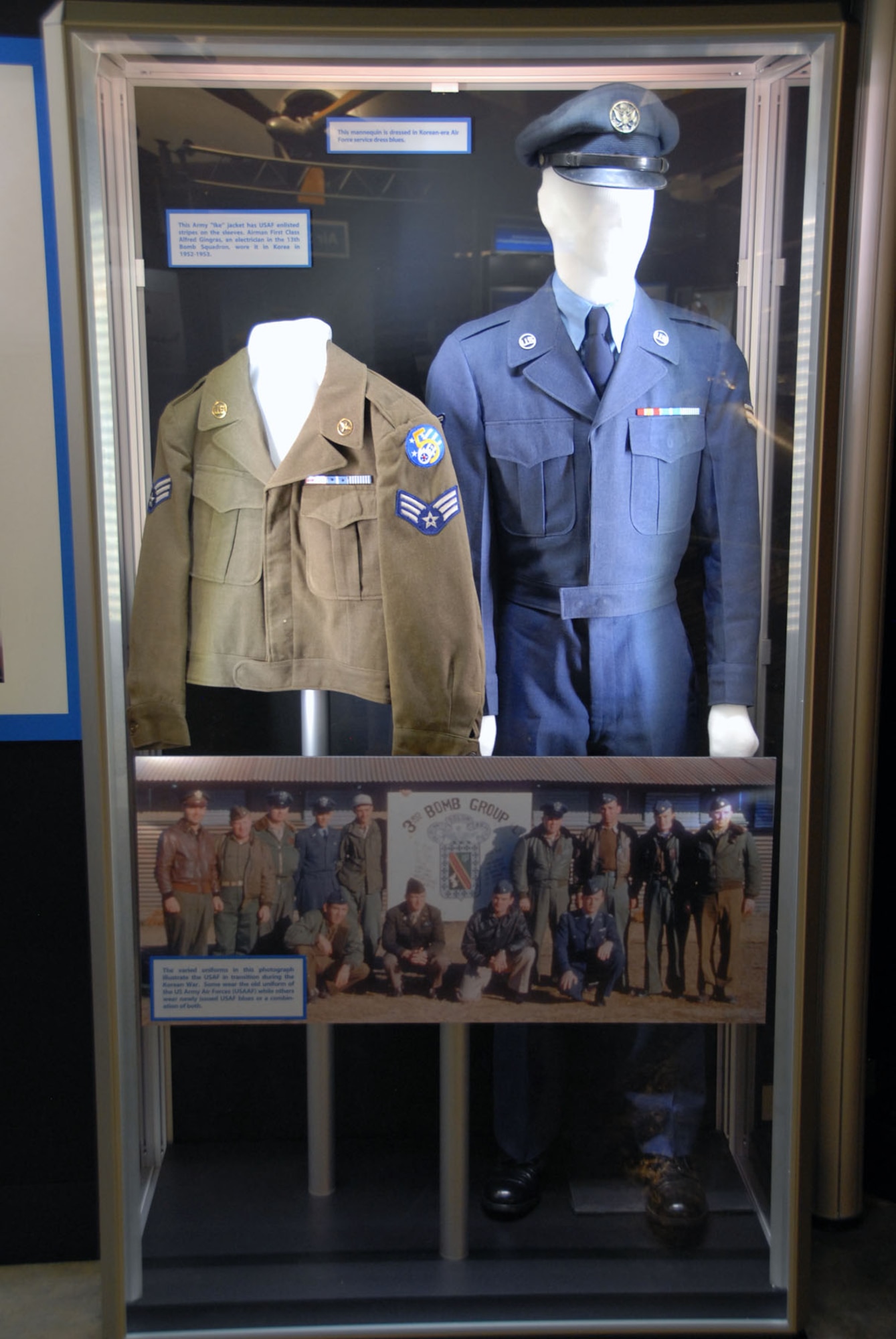 DAYTON, Ohio -- "Army Green to Air Force Blue" exhibit in the Korean War Gallery at the National Museum of the United States Air Force. (U.S. Air Force photo)