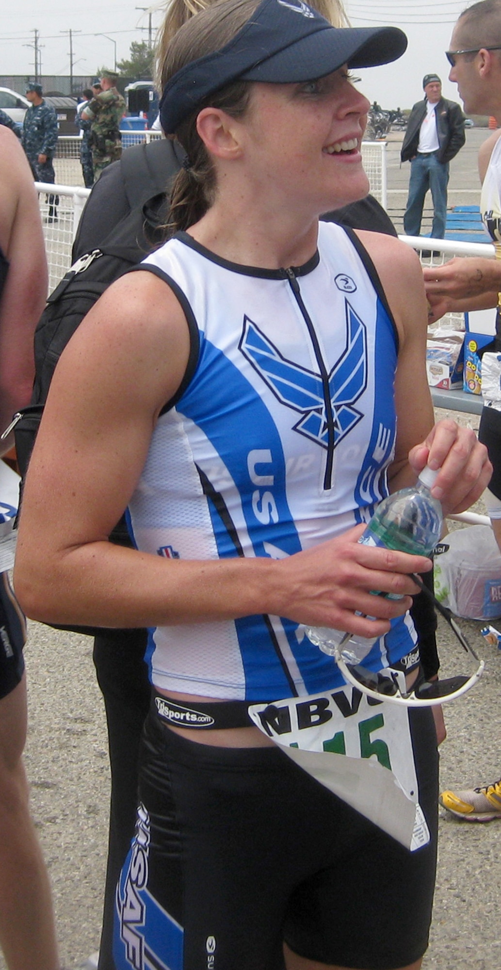 1st Lt. Kathy Rakel came in first place in the women's competition at the 2010 Armed Forces Triathlon Championship June 5, 2010, at Naval Base Ventura County Point Mugu, Calif. The Air Force team took first place in every category, including the fastest male, fastest female and overall fastest team for both male and female categories. Lieutenant Rakel is assigned to , from Luke Air Force Base, Ariz. (U.S. Air Force photo/Maj. John C. Roberts) 