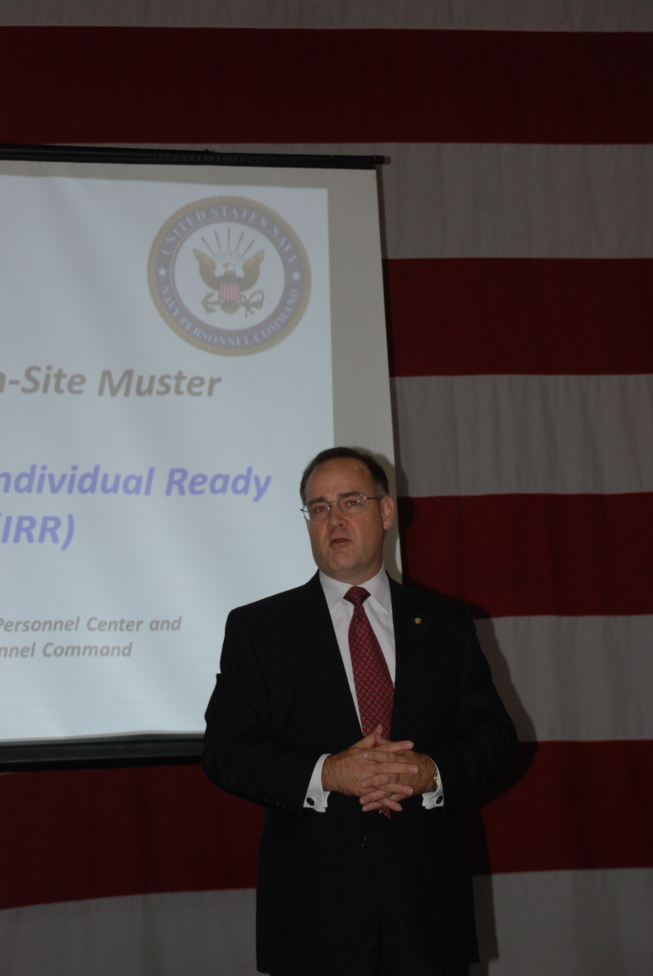 Guy Stratton, principal director, manpower and personnel, Office of
the Assistant Secretary of Defense (Reserve Affairs), Office of the Under
Secretary of Defense (Personnel and Readiness), Washington, D.C., addressed about 250 attendees June 12 at Naval Air Station Fort Worth Joint Reserve Base,
Texas, to show support for the first joint Reserve mass muster for the
Individual Ready Reserve.