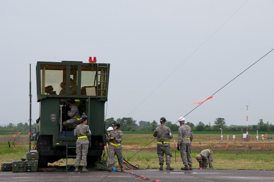 The 241st Air Traffic Control Squadron, 139th Airlift Wing, Missouri Air National Guard, St. Joseph, conduts an Operational Readiness Inspection (ORI) on Saturday, June 12, 2010.  The squadron has been preparing for the ORI for over four months.  (U.S. Air Force photo by MSgt. Shannon Bond/Released)