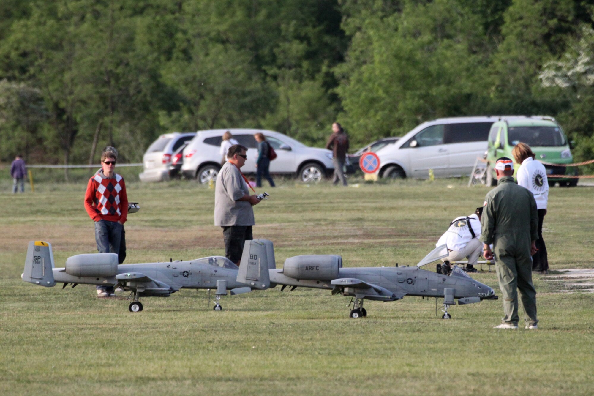 Two remote control A-10 Thunderbolts sit idle in Villesse, Italy, May 1, 2010. The aircraft was constructed by Italian model builder, Kurt Tötsch, and was modeled after a 47th Fighter Squadron jet from Barksdale Air Force Base, La. (Courtesy photo) 
