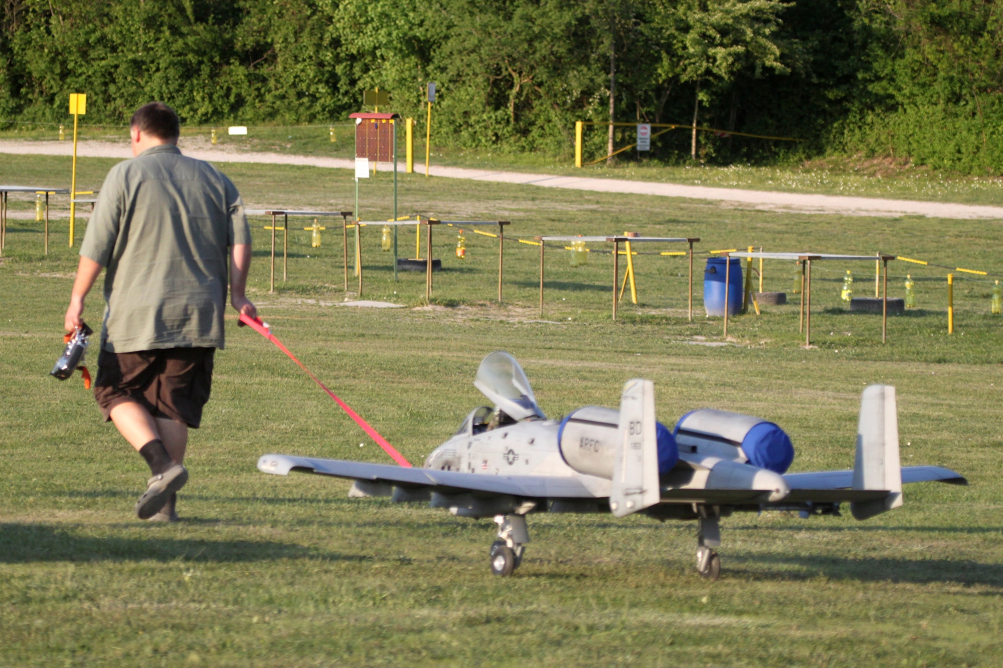 Italian model builder, Kurt Tötsch tows his own remote control A-10 Thunderbolt II aircraft in Villesse, Italy, April 28, 2010. Tötsch modeled the aircraft after a 47th Fighter Squadron jet from Barksdale Air Force Base, La. (Courtesy photo) 