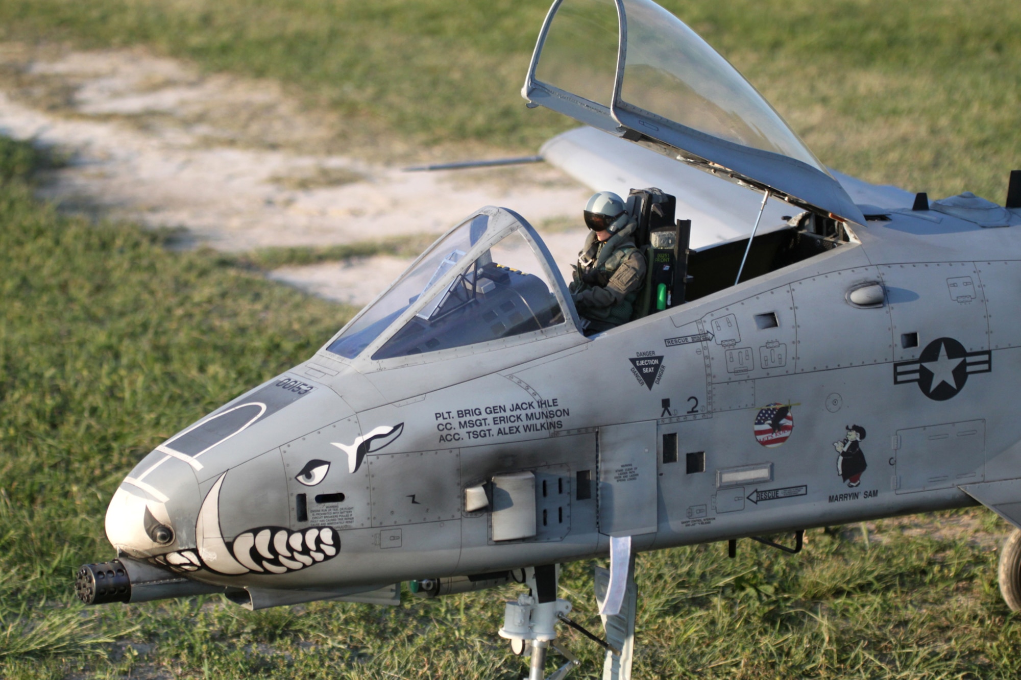 Nose of a remote control A-10 Thunderbolt II in Villesse, Italy, April 28, 2010. The aircraft was constructed by Italian model builder, Kurt Tötsch, and was modeled after a 47th Fighter Squadron jet from Barksdale Air Force Base, La. (Courtesy photo) 