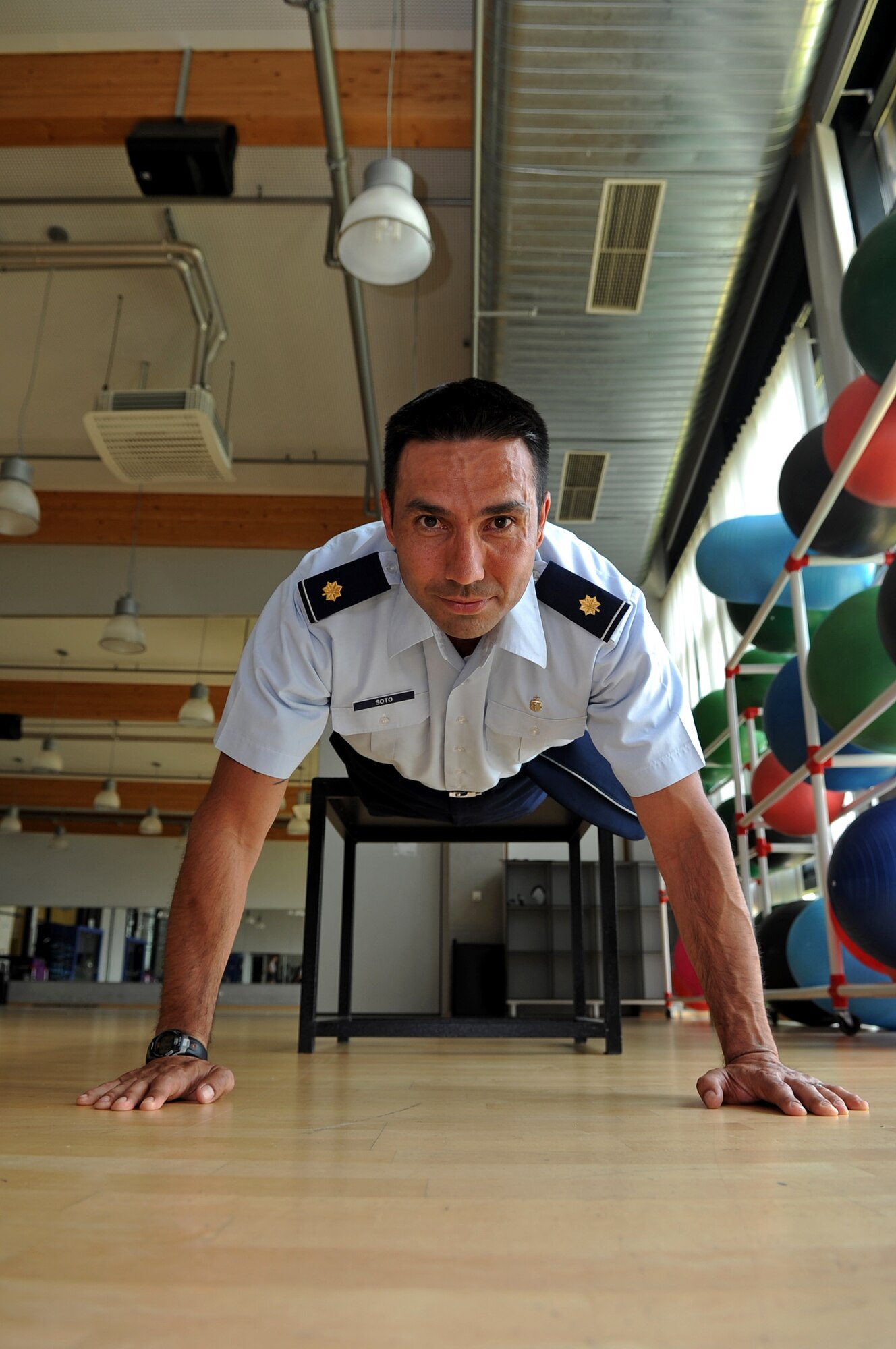 Maj. Richard Soto, 86th Medical Operations Squadron scores 100 percent on PT test.
