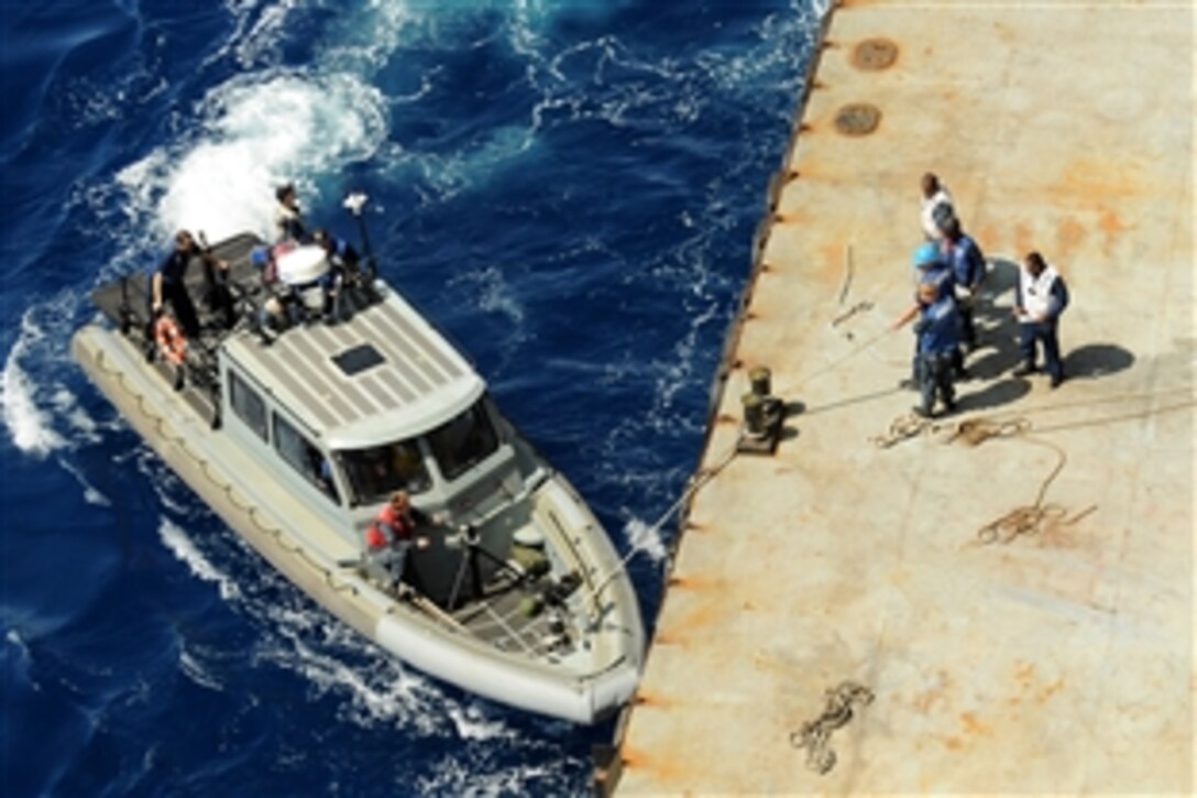 U.S. sailors prepare to conduct a security patrol for the amphibious assault ship USS Peleliu, Dili, Timore-Leste, June 20, 2010. Sailors from the Peleliu Amphibious Ready Group and embarked Marines from the 15th Marine Expeditionary Unit are participating in Marine Exercise 2010, a multilateral exercise promoting cooperation through civic action programs and training with the Timore Leste and Australian militaries.