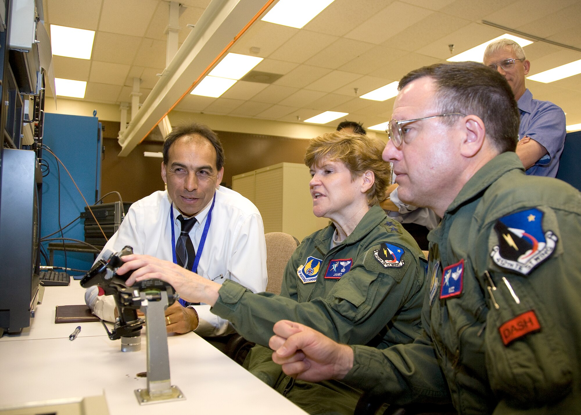 Lt. Gen. Janet C. Wolfenbarger, Air Force Materiel Command vice commander, attended the U.S. Air Force Test Pilot School Senior Executive Short Course June 15-18.  General Wolfenbarger visited Edwards from AFMC headquarters at Wright-Patterson AFB, Ohio.  During her visit she was given briefings from base leadership as well as attending the TPS course.  (Air Force photo by Chad Bellay)
