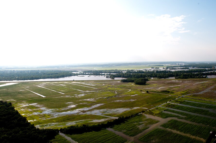 Flood waters spread through Northern Missouri in June of 2010, after weeks of heavy rains and massive storms. Mo. Governor Jay Nixon declared a state of emergency on June 21, 2010 and has been traveling north to survey the effected towns and provide assistance where needed. (U.S. Air Force photo by Master Sgt. Shannon Bond/Released)
