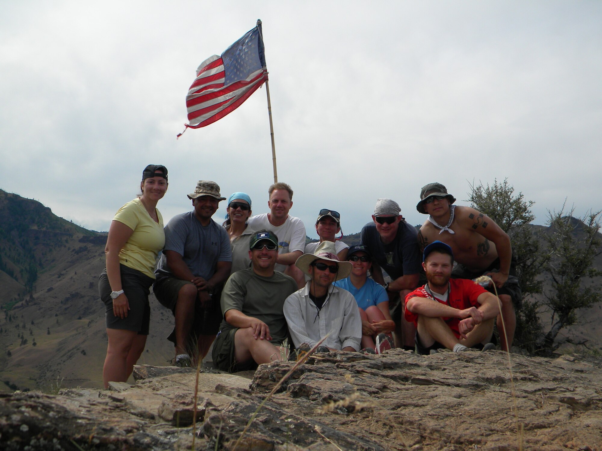 Students attended a free Outward Bound whitewater rafting expedition June 6 to 10. Back row, left to right: Army Major Lori D. Renwick, Camp Smith, N.Y.; Sgt. Maj. of the Marine Corps James M. Betancourt, Camp Pendleton, CA; Staff Sergeant Stephanie J. Riotte, Rhode Island National Guard; Command Master Chief Michael P. Dyer; Petty Officer 1st Class Lillian Diehl, NOSC Eugene, OR; Petty Officer 2nd Class Scott A. Fessenden, Groton Submarine Base, Conn; Shawn Lee. First row, left to right: Josaf Rodriguez, Outward Bound instructor/veteran; Justin Russell, Outward Bound instructor; Capt. Rebecca A. Garcia, 459th Air Refueling Wing, Andrews AFB, M.D.; and Jeff Weaver, Outward Bound instructor (photo by Major Lori D. Renwick).