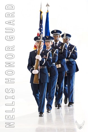 CREECH AIR FORCE BASE, Nev. - The Nellis Honor Guard presents the colors during the 15th Reconnaissance Squadron change of command at Creech Air Force Base on May 15, 2010.
(U.S. Air Force Photo and Illustration / Lawrence Crespo)
