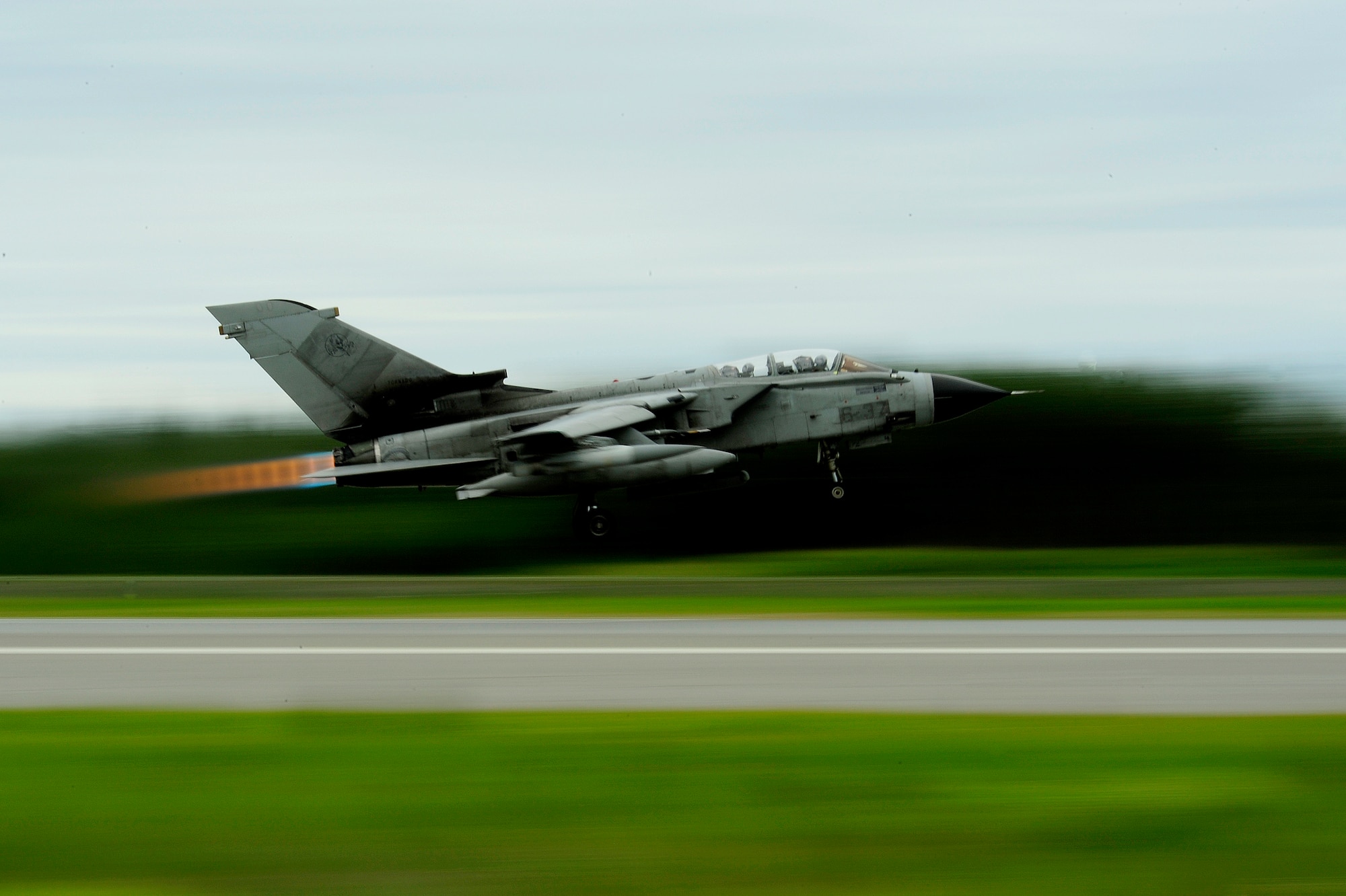 An Italian Air Force Tornado takes off at Eielson Air Force Base, Alaska on June 18, 2010 in support of training exercise Red Flag - Alaska.   More than 1,300 personnel including members of the Italian Air Force and the Japanese Air Self-Defense Force have deployed to Alaska to participate in RED FLAG-Alaska 10-3.  U.S. Air Force photo by Technical Sgt. James L. Harper Jr.


