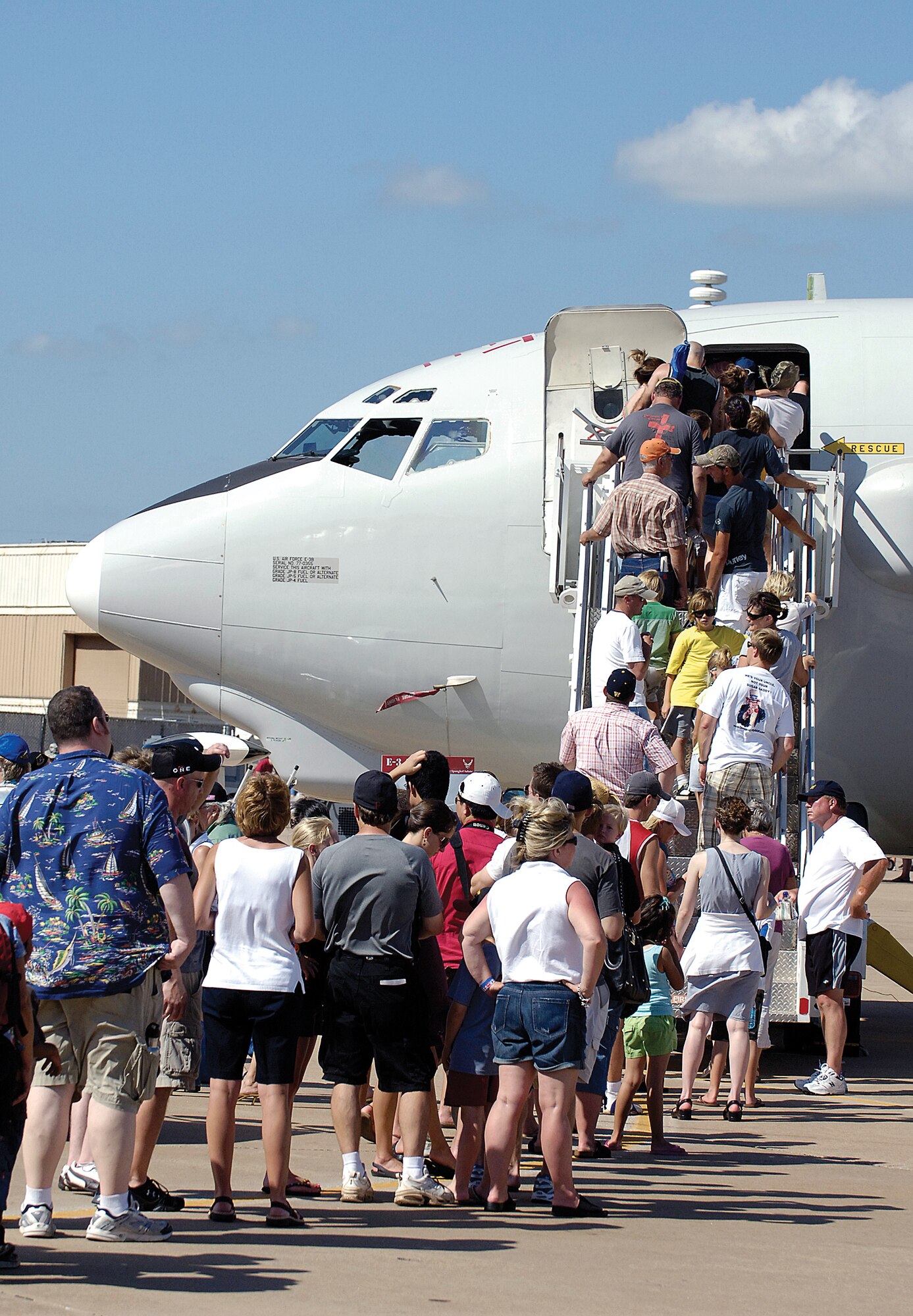 Aircraft static displays were open for tours throughout the weekend. Big lines formed all day long for tours through the Air Force E-3 Sentry AWACS aircraft and the Navy’s E-6B Mercury. Other vintage and current military aircraft were also on display. (Air Force photo by Margo Wright)