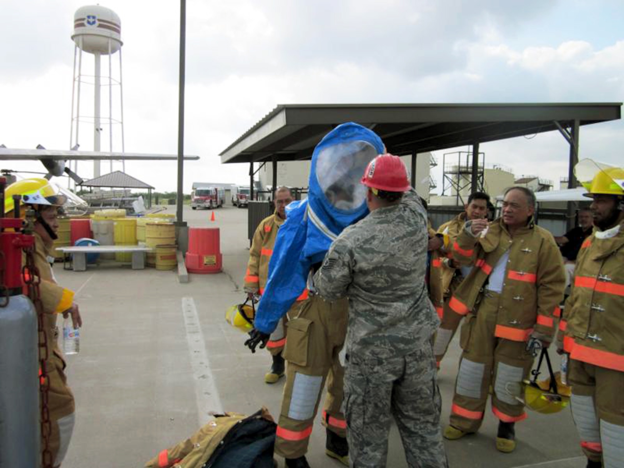 Civil Engineers from the Asia-Pacific region participating in a hazardous material demonstration during a subject matter expert exchange June 4, 2010, called Pacific Unity at Goodfellow Air Force Base, Texas. (Courtesy photo)