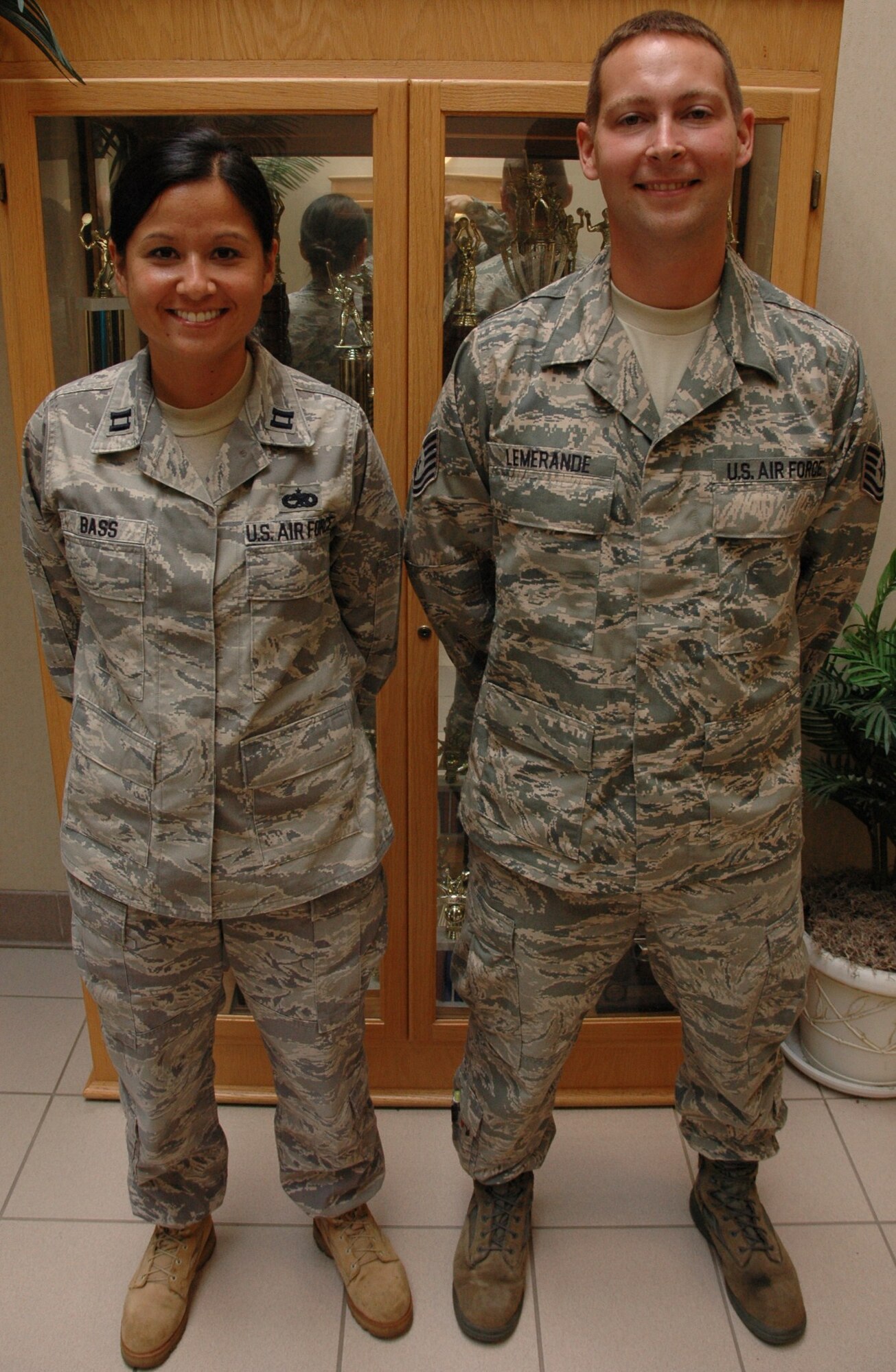 Capt Cynthia A. Bass and Tech. Sgt. Jeremy R. Lemerande, 315th Aircraft Maintenance Squadron, are the 2009 recipients of the Air Mobility Command Reserve Associate Maintenance awards. Capt. Bass is the viper flight commander and Tech. Sgt. Lemerande is an aerospace propulsion technician.(U.S. Air Force photo by Staff Sgt. Shane Ellis)