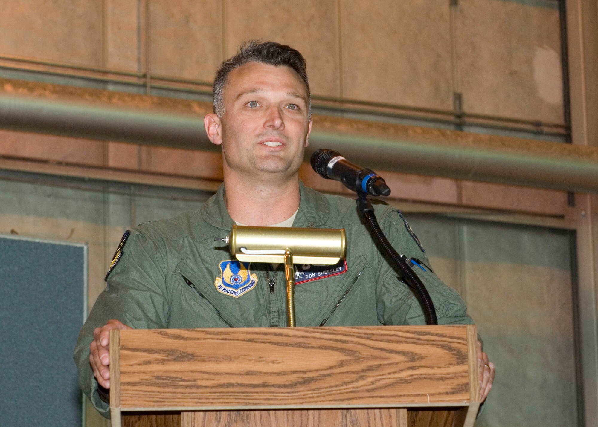 Lt. Col. Don "Whiz" Sheesley assumed command of 416th Flight Test Squadron during a change of command ceremony June 16.  Colonel Sheesley assumed command from Lt. Col. Todd Ericson who has served as 416th FLTS commander for the past two years.  Colonel Sheesley's last assignment was as Director of Operations and Chief Test Pilot for a combined flight test squadron.  (Air Force photo by Edward Cannon)