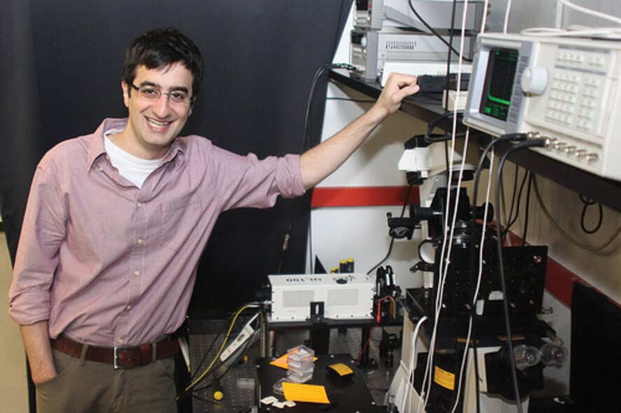 The lab-sponsored work of Dr. Rashid Zia is focused on improving higher-order emission processes in lanthanide ions, light emitters that currently lead the pack in commercial and military applications alike.  (AFRL image)