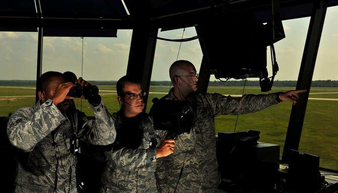 MOODY AIR FORCE BASE, Ga. -- Members from the air traffic control tower are vital to Moody’s air operations. “The job of an air traffic controller is the epitome of accountability in comparison, a controller’s job is like playing the most intense video game, only gleaning pertinent information to successfully complete the game,” said Master Sgt. Tony Sutter, 23rd Operations Support Squadron chief ATC. “Focused controllers don’t notice stress until they walk away, knowing this is no game.” (U.S. Air Force photo by Airman 1st Class Joshua Green/RELEASED)