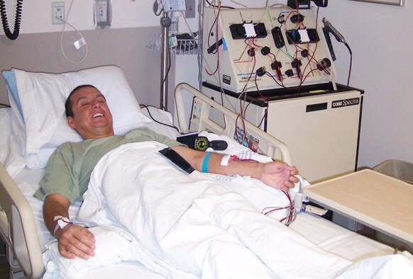 Senior Master Sgt. Armando Gonzalez donates bone marrow to save a life Nov. 13, 2009. Inspired by the positive experience, Gonzalez is organizing a donor registration drive at the Air National Guard base at Tucson International Airport. He’s inviting all military members in Tucson to participate Saturday, July 10.