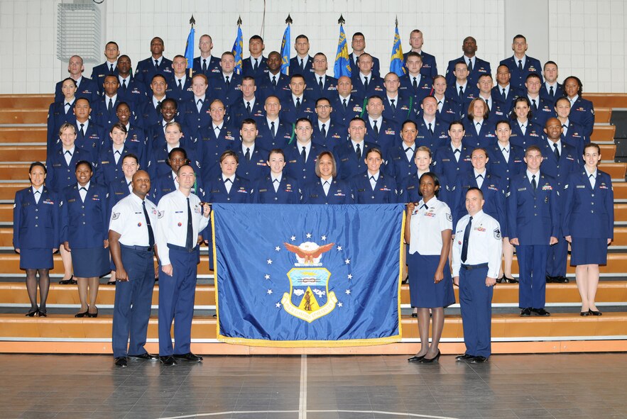 McGHEE TYSON AIR NATIONAL GUARD BASE, Tenn. -- Airman Leadership School Class 10-4 gathers at Wilson Hall on the campus of The I.G. Brown Air National Guard Training and Education Center here, June 7, 2010.  (U.S. Air Force photo by Master Sgt. Kurt Skoglund/Released)