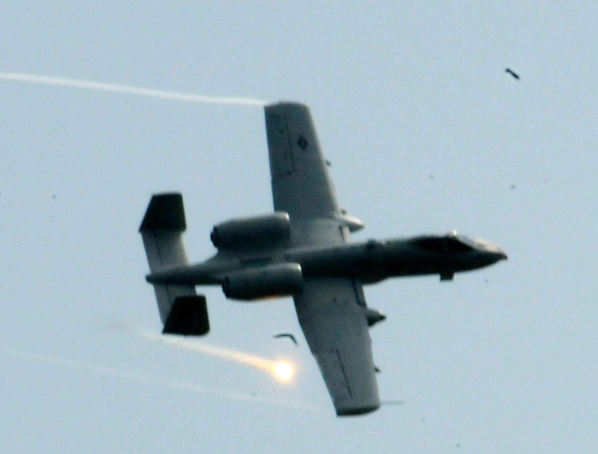 An A-10C Thunderbolt II "Warthog" from the Arkansas National Guard's 188th Fighter Wing conducts an airpower demonstration during an Employer Support of the Guard and Reserve (ESGR) event June 25 at the 188th Fighter Wing Detachment 1 Razorback Range. The 188th hosted 30 employers of Airmen from the Guard unit. (U.S. Air Force photo by Capt. Heath Allen/Arkansas National Guard Public Affairs)