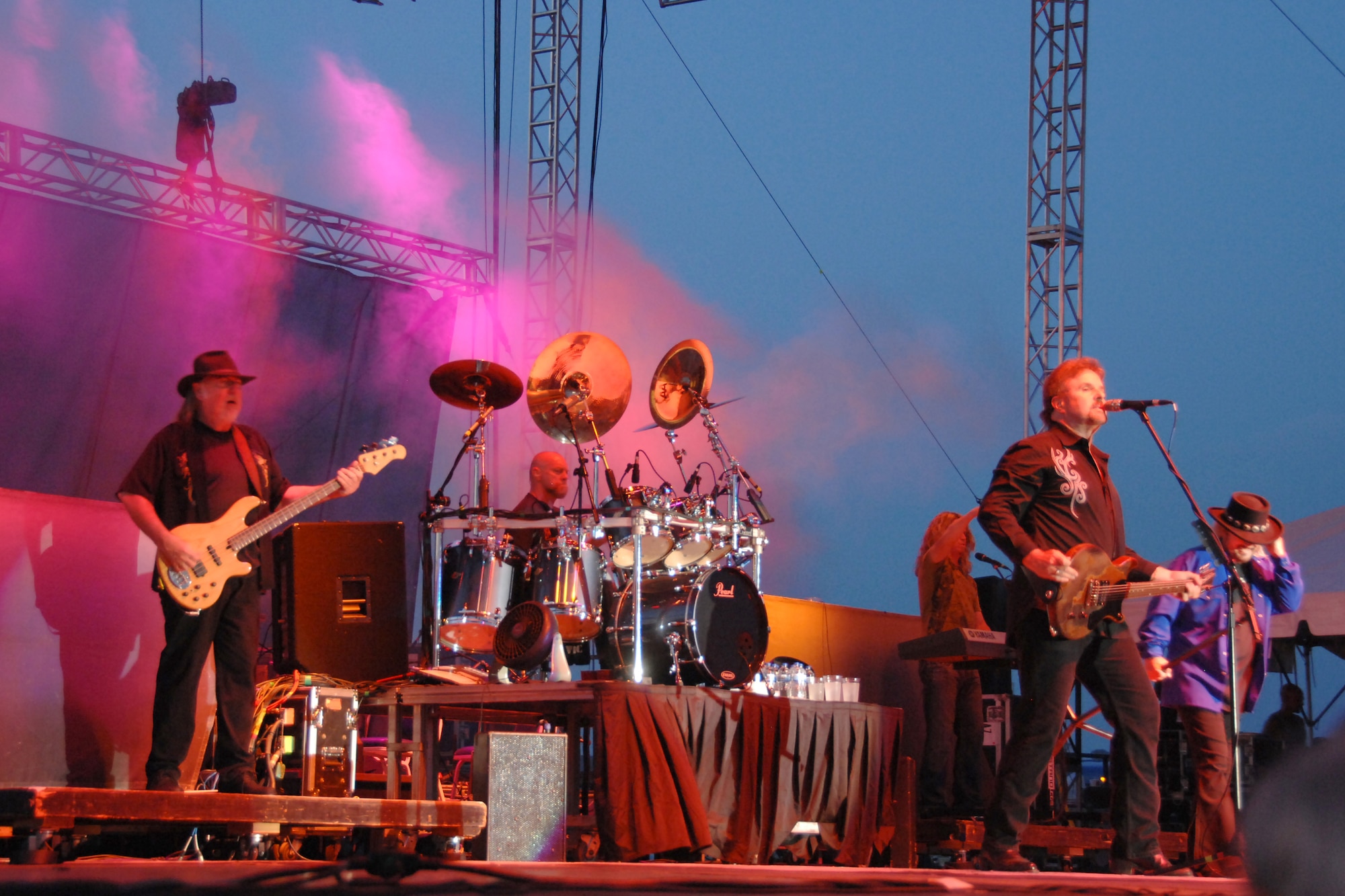 The rock band .38 Special was featured performer for the sixth annual Air Force Materiel Command Tattoo June 25, 2010 at Wright-Patterson Air Force Base, Ohio.  The free public event honored Korean War veterans and featured military ceremony, aircraft flyovers, music and evening fireworks. (U.S. Air Force photo/Ben Strasser)