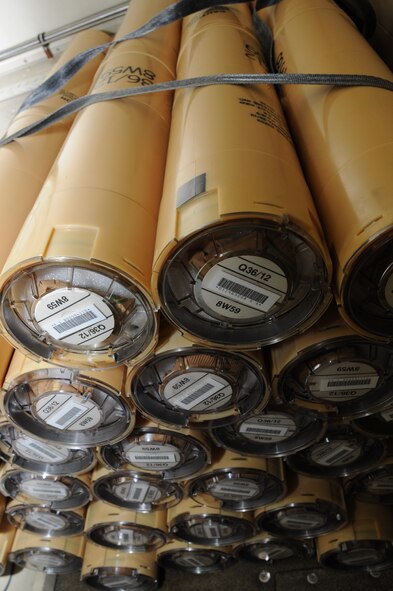 Tubes of Airborne eXpendable BathyThermograph devices are stacked high on a WP-3D Orion weather research aircraft for a National Oceanic and Atmospheric Administration flight over the Gulf of Mexico June 25, 2010. The NOAA Aircraft Operations Center crew released 58 AXBTs, which measure the temperature in a given area of the gulf up to a depth of 400 feet. (U.S. Air Force photo by Senior Airman Anna-Marie Wyant)