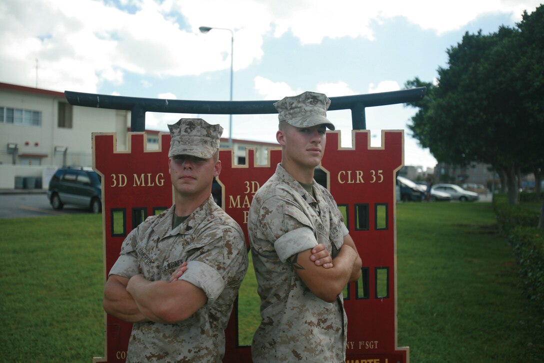 Corporals Michael P. Comerford and Travis L. Carter, from Combat Logistics Regiment 35, 3rd Marine Logistics Group, III Marine Expeditionary Force, were recognized out of the entire Corps community for standing out among their peers while helping the Marine Corps maintain its operational capabilities as a force in readiness.
