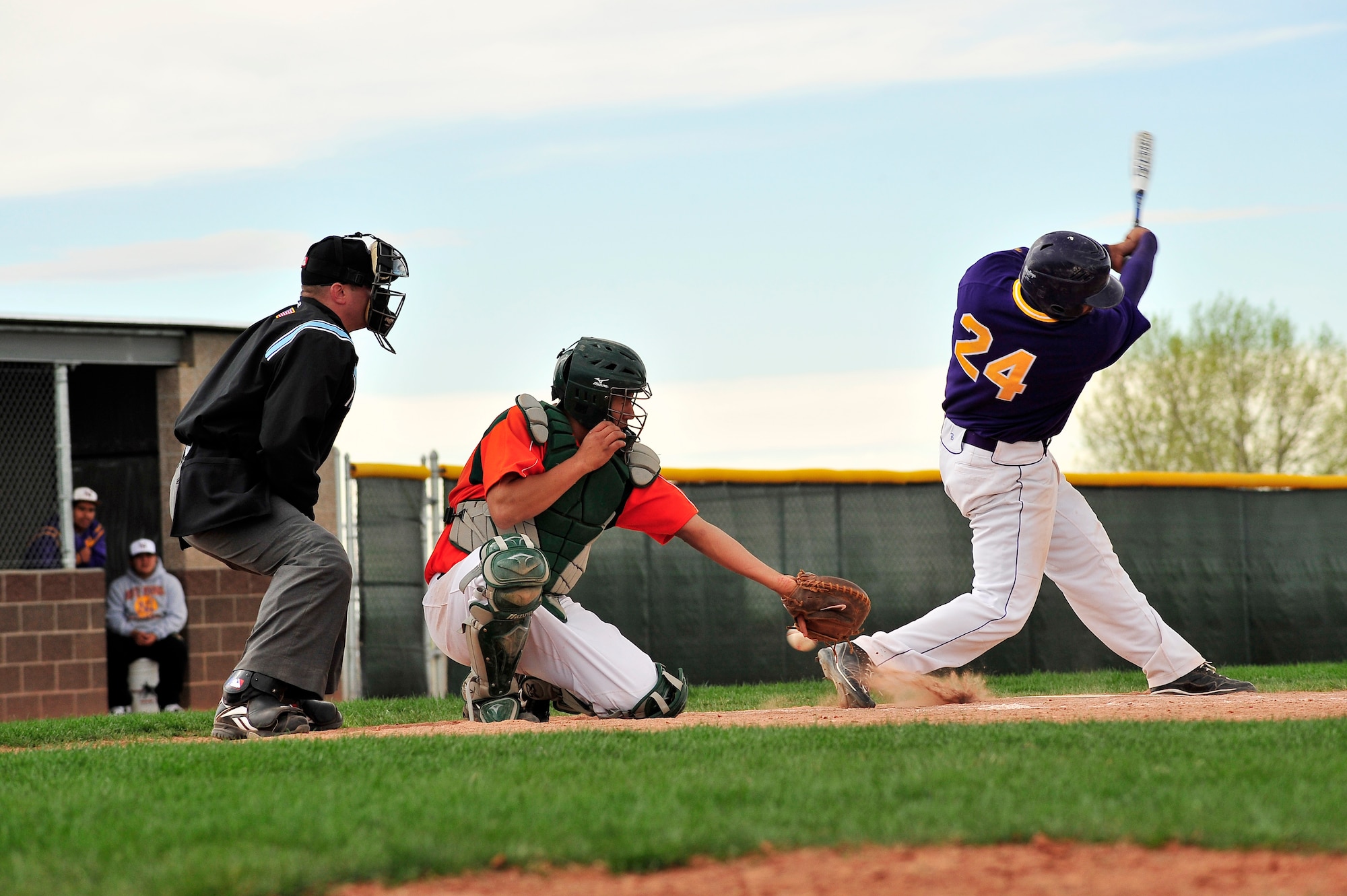 DENVER, Colo. -- Staff Sgt. Larry Bouchard, Air Force Intelligence, Surveillance, and Reconnaissance Agency Detachment 45 Satellite Operations non-commissioned officer-in-charge, runs to the infield during a local high school varsity baseball game May 1. Sergeant Bouchard began umpiring games at the suggestion of a co-worker who also loved the sport and hasn't stopped since. (U.S. Air Force photo by Staff Sgt. Kathrine McDowell)