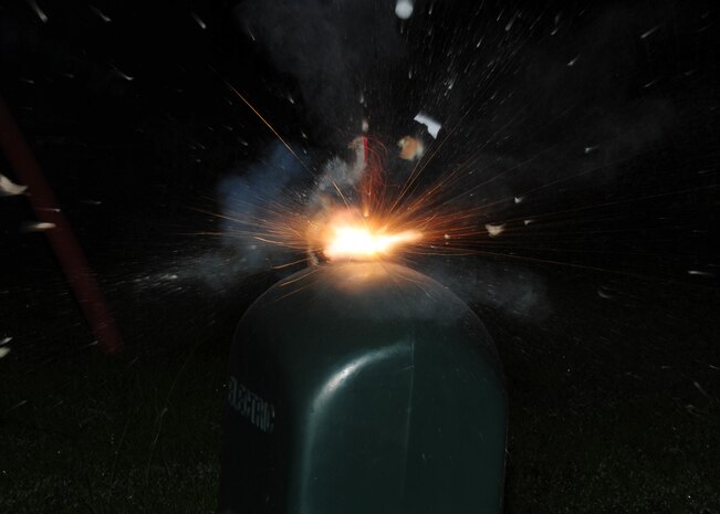 Small or large, all fireworks bring risk of injury and should be handled wearing safety glasses or goggles and always have a water hose or bucket available. Smaller explosives such as firecrackers can be quite deceiving. Although small in comparison, if held in hand, serious injury will occur. (Courtesy photo)