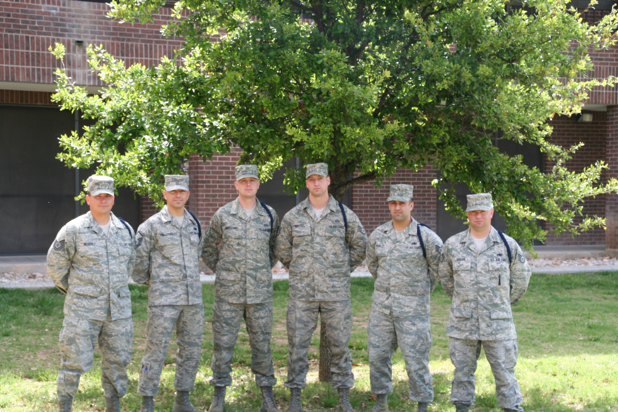 Military Training Leaders provide solid groundwork that help our professional Airmen become successful. MTLs from the 17th Training Group are (from left): Tech. Sgt. Eric Alvarez, Master Sgt. Carlos Miramontes, Tech. Sgt. Steven Nordlund, Staff Sgt. Jason Wentzel, Staff Sgt. Michael Berkley and Staff Sgt. Lyle Eagan. (U.S. Air Force photo)