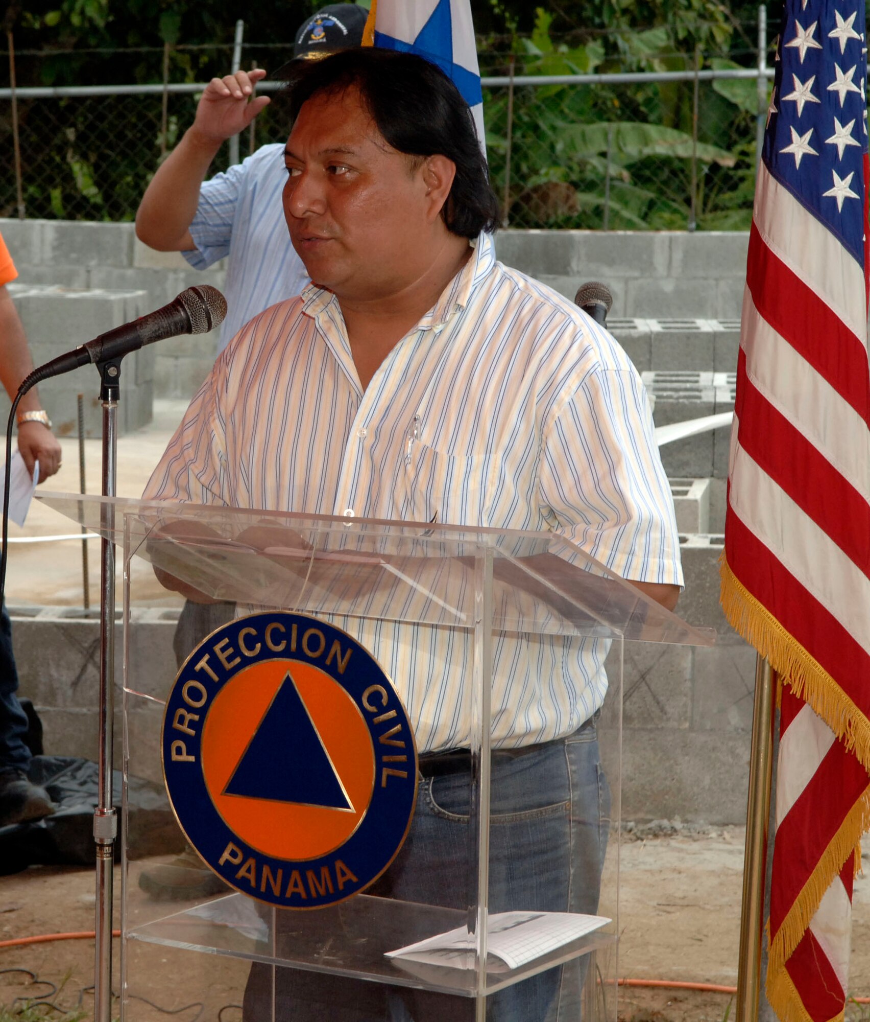 Father Jose Rodriguez offers a blessing during the New Horizons Panama 2010 opening ceremony June 29 at Santa Librada Elementary School. (U.S. Air Force photo/Tech. Sgt Eric Petosky)