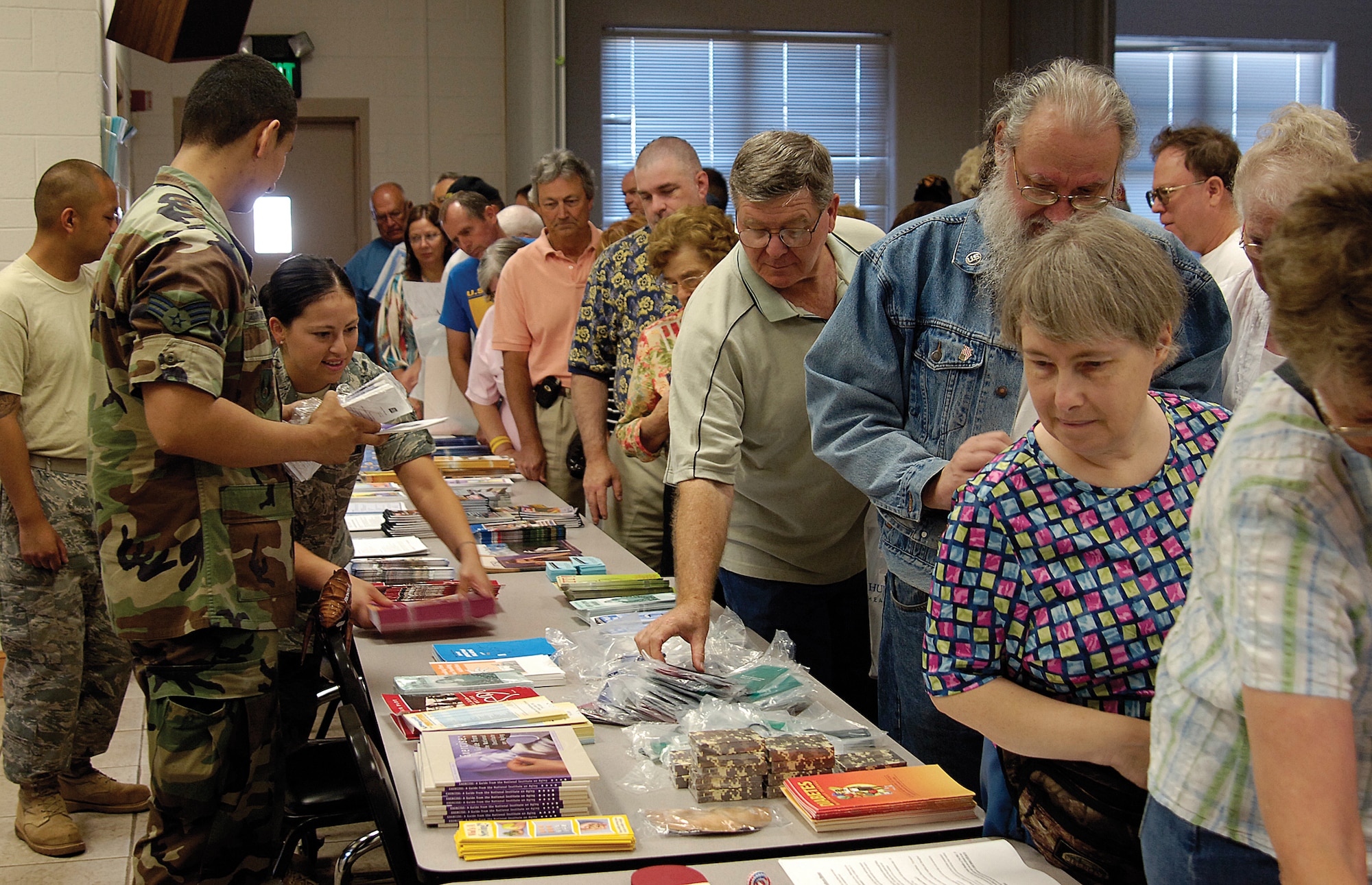Retirees from Tinker, Oklahoma and even some surrounding states visited the base June 26 for the installation’s annual Retiree Appreciation Day where they received briefings on benefits and handouts from several different base services. Updates on medical programs, base services and legal assistance were given by a variety of presenters after the commanders remarks. (Air Force photo by Margo Wright)