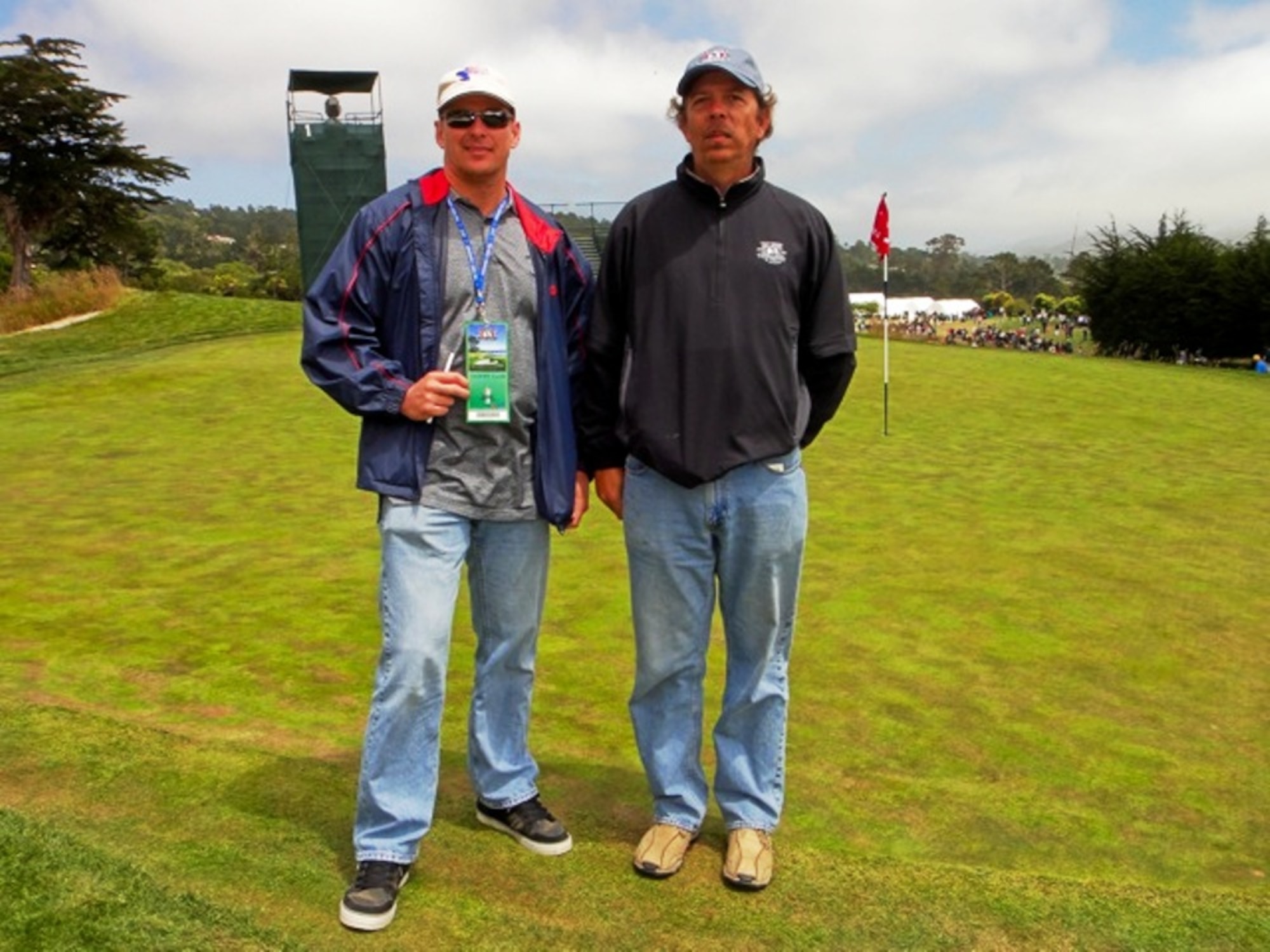 Master Sgt. Bill Fortenberry, 325th Air Control Squadron first sergeant, left, and his brother, Tim Fortenberry, at the 2010 U.S. Open Golf Championship in Pebble Beach, Calif. Sergeant Fortenberry won an all-expense paid trip to the event in a drawing at the 7th Annual Bob Hope Memorial Classic Golf Tournament in Ft. Walton Beach, Fla. The proceeds from the drawing and the tournament benefit the Air Force Enlisted Village. (Courtesy photo)