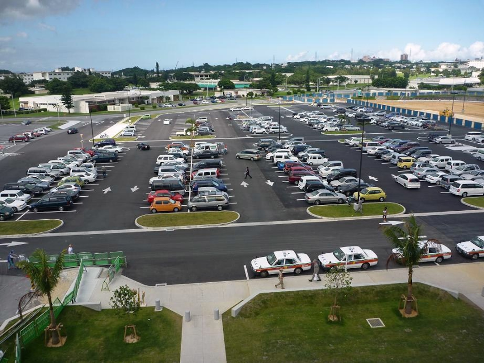 This new section of the Kadena Base Exchange parking lot was opened up June 26, 2010. Another section near the Pentagon Federal Credit Union is scheduled to be completed around July 6, and the overall project is scheduled for completion around July 30. (Photo courtesy of the 718th Civil Engineer Squadron)