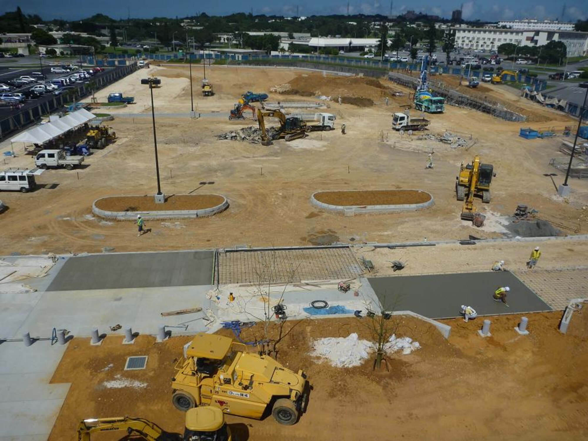 Construction continues on the south zone of the Kadena Base Exchange parking lot June 29, 2010. The overall project is scheduled for completion around July 30. (Photo courtesy of the 718th Civil Engineer Squadron)