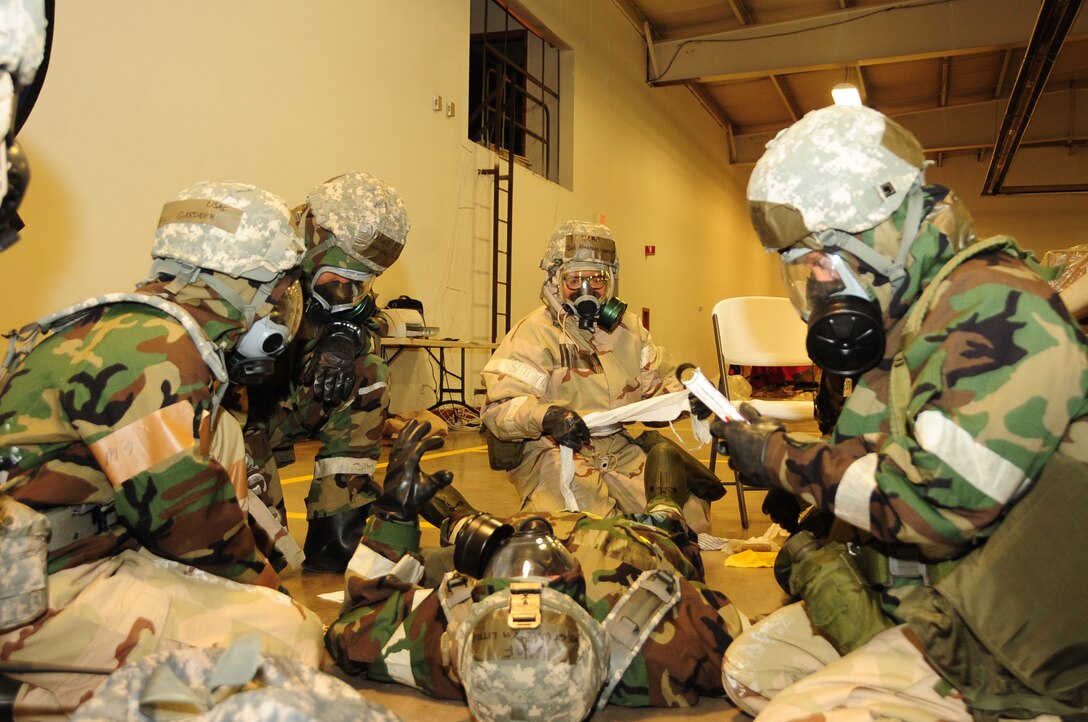 ELLSWORTH AIR FORCE BASE, S.D. -- Airmen from 28th Logistics Readiness Squadron undergo a series of scenarios designed to test their combat readiness during a Phase II Operational Readiness Exercise, March 2.  The Phase II ORE is designed to simulate a deployed environment and test the combat abilities of Ellsworth's Airmen. (U.S. Air Force photo/Airman 1st Class Anthony Sanchelli)
